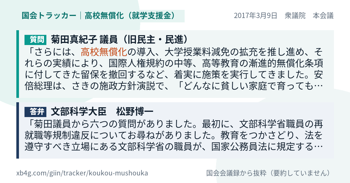 質問と答弁のカード