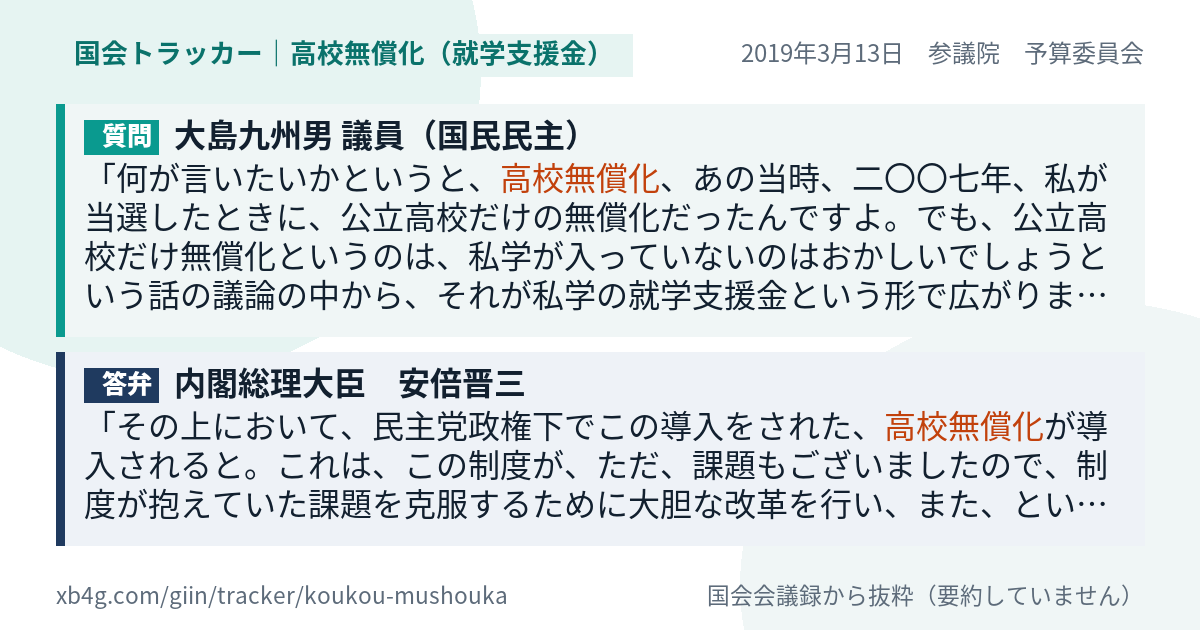 質問と答弁のカード