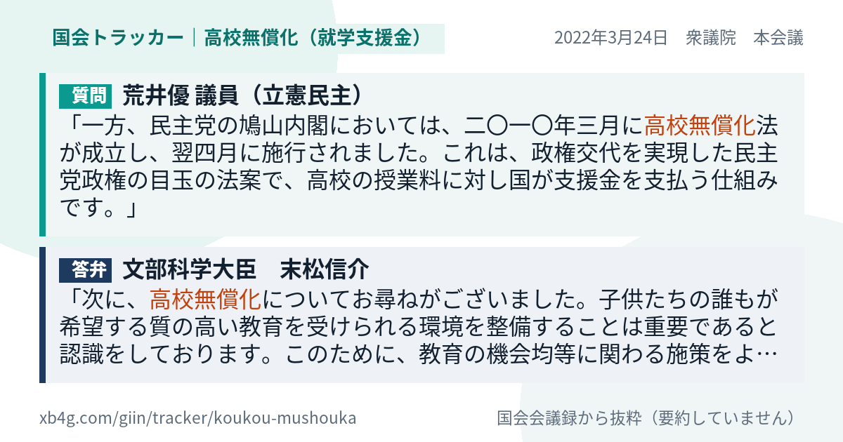 質問と答弁のカード