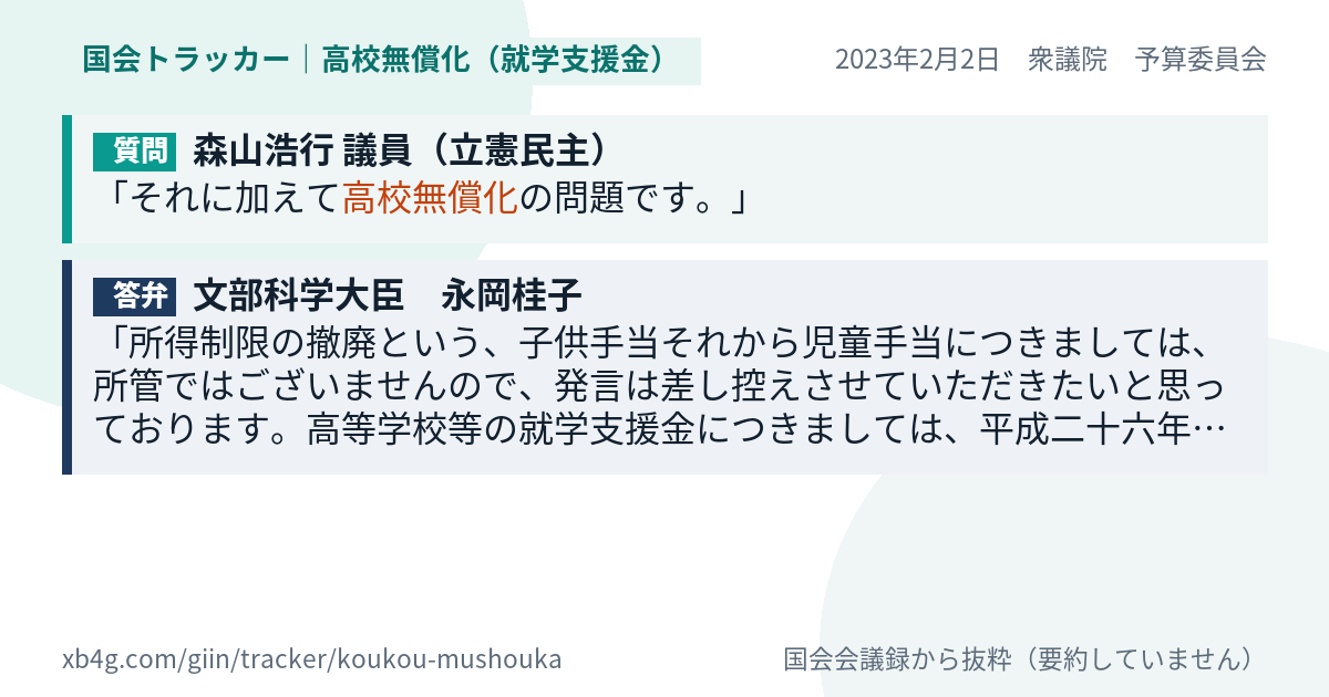 質問と答弁のカード