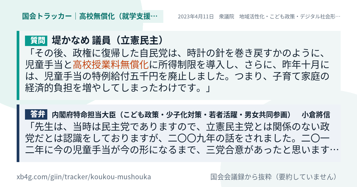 質問と答弁のカード