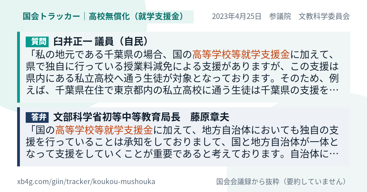 質問と答弁のカード