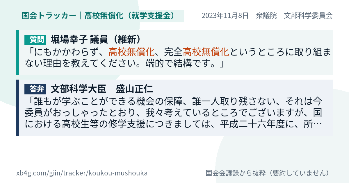 質問と答弁のカード
