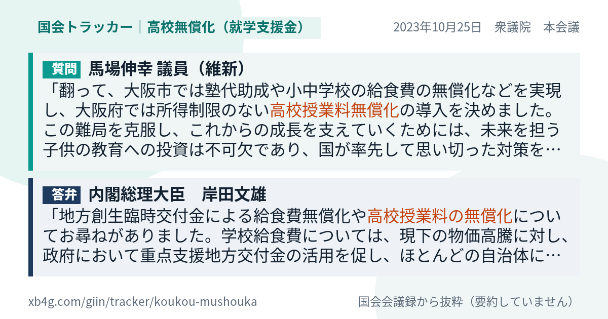 質問と答弁のカード