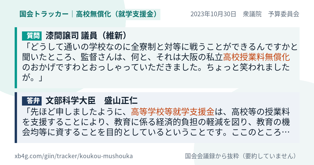 質問と答弁のカード