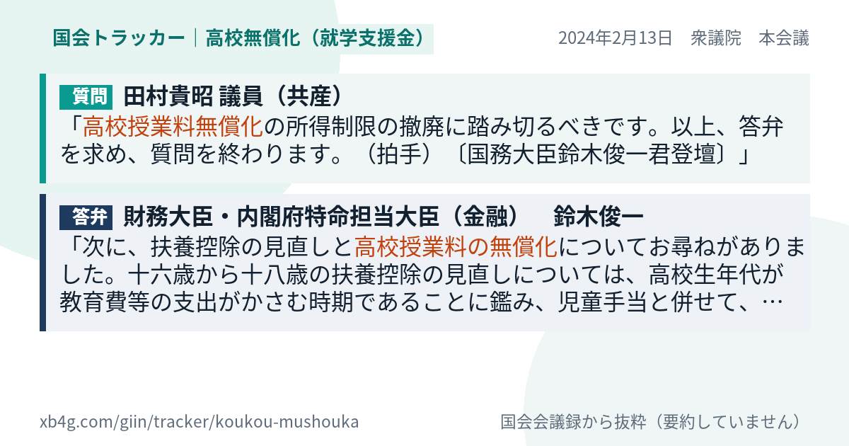 質問と答弁のカード