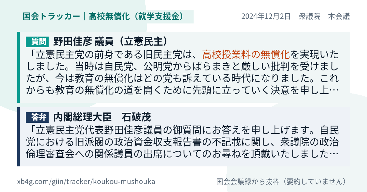 質問と答弁のカード