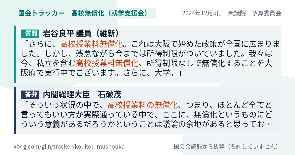質問と答弁のカード