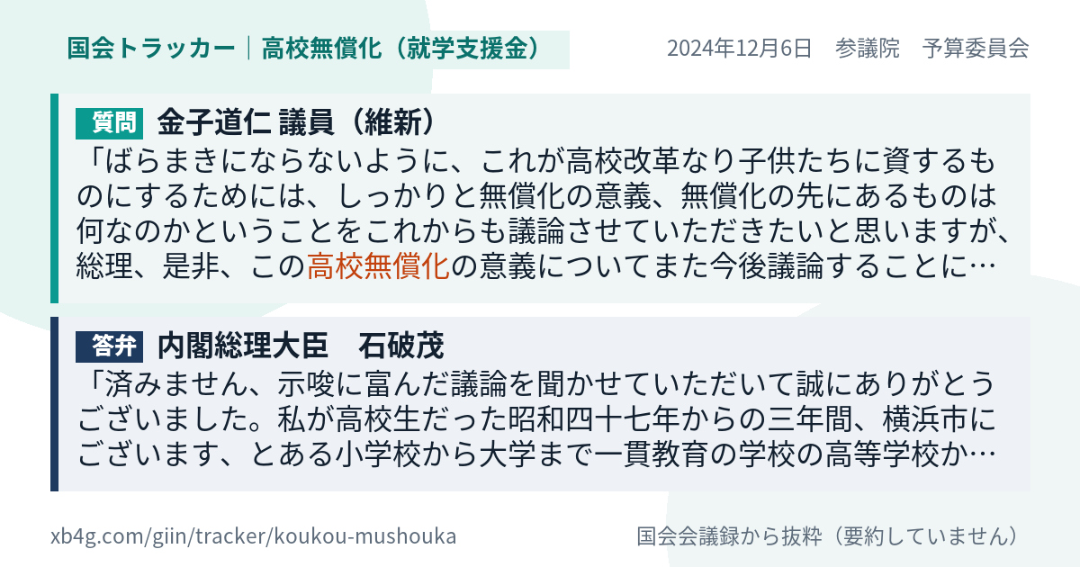 質問と答弁のカード