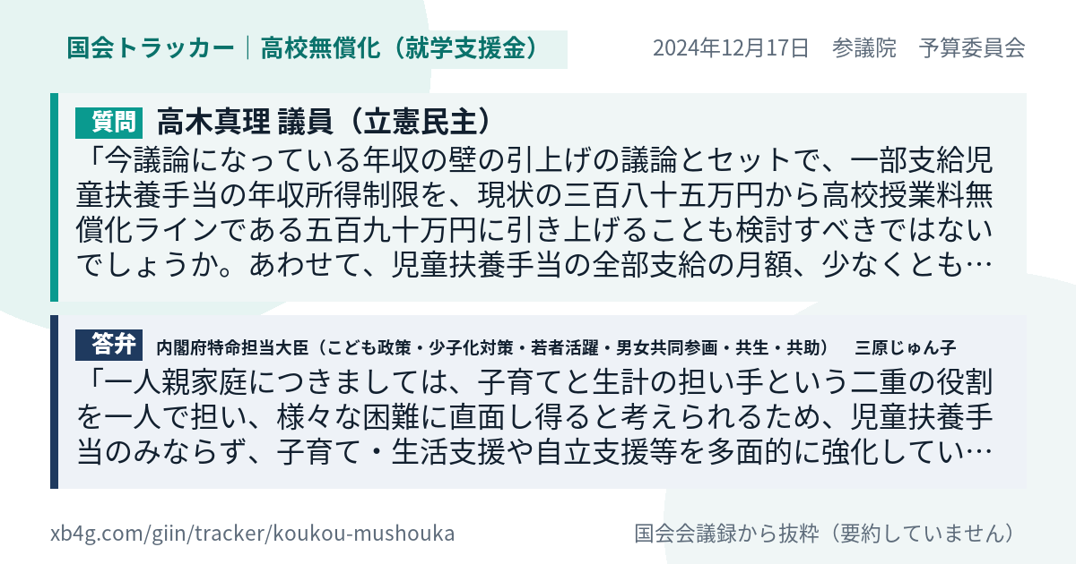 質問と答弁のカード