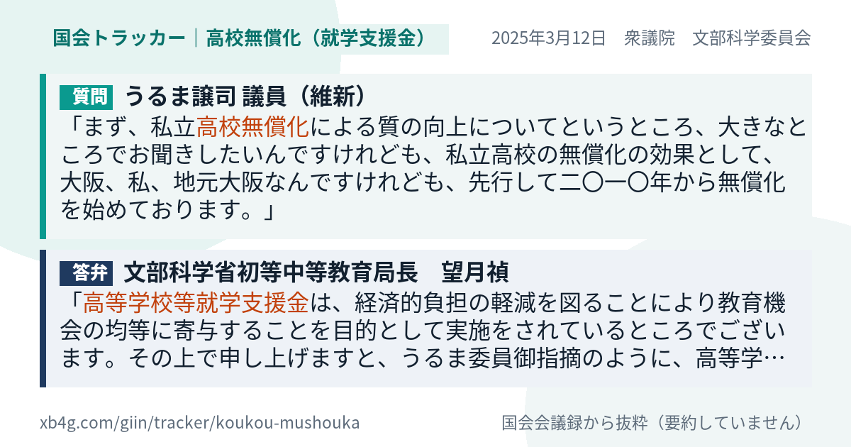 質問と答弁のカード