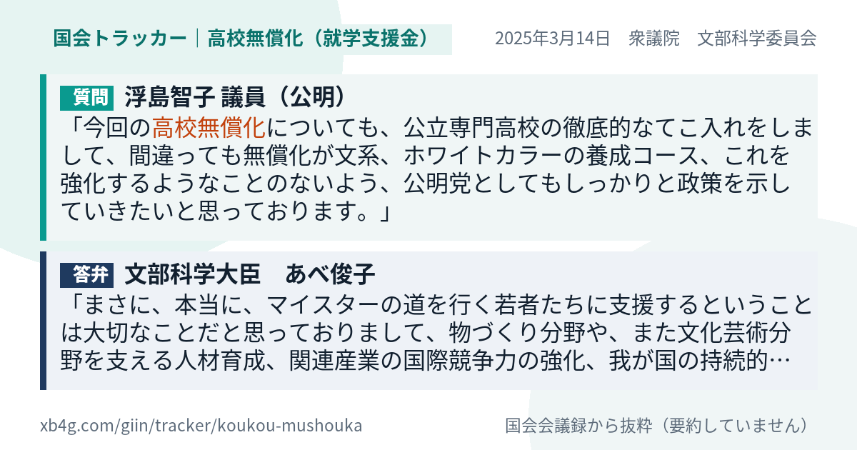質問と答弁のカード