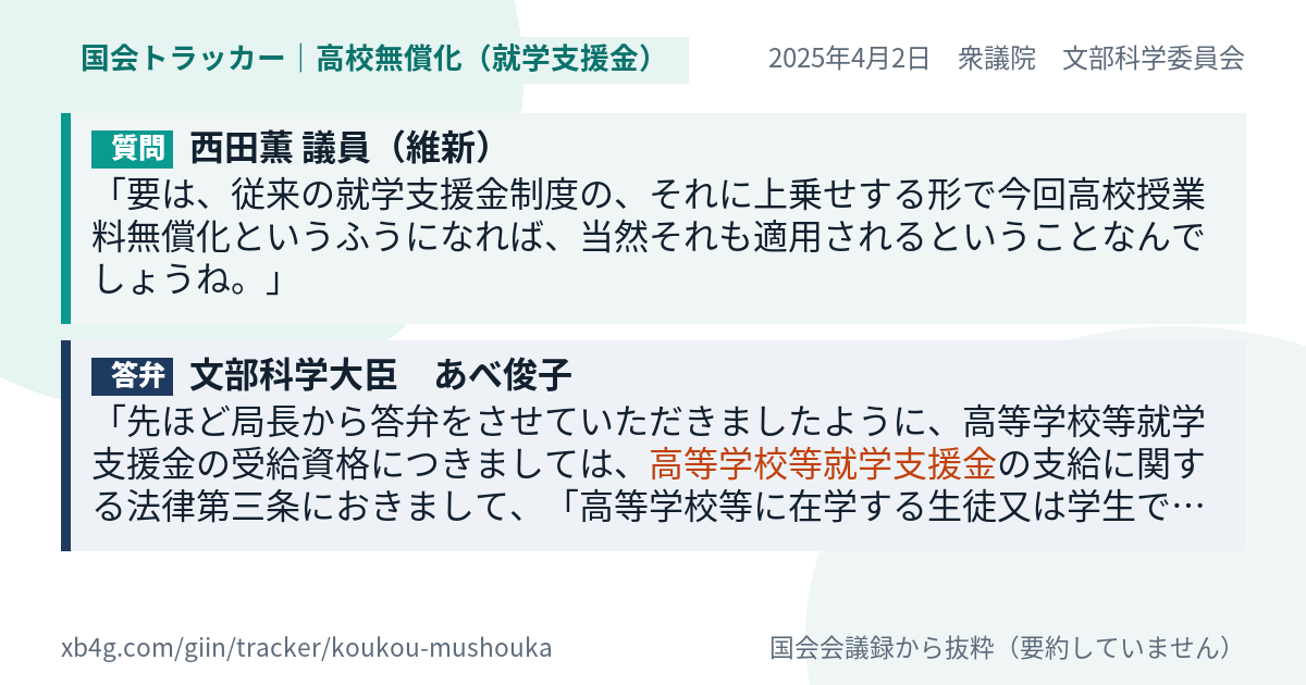 質問と答弁のカード