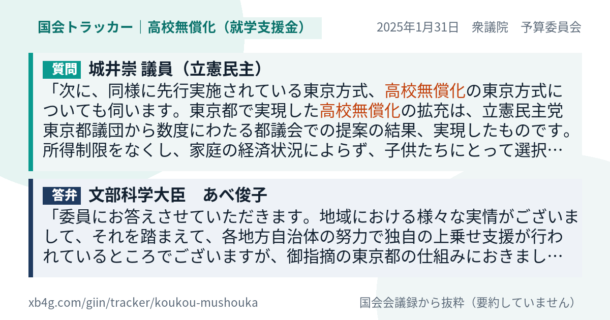質問と答弁のカード