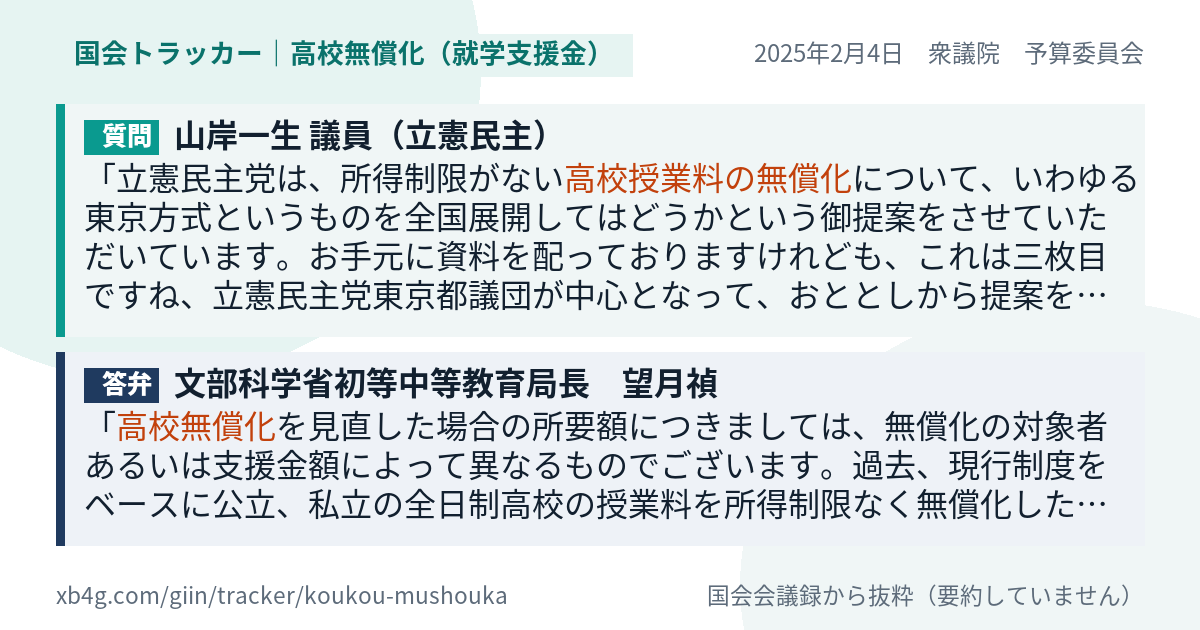質問と答弁のカード