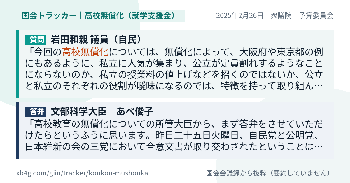 質問と答弁のカード