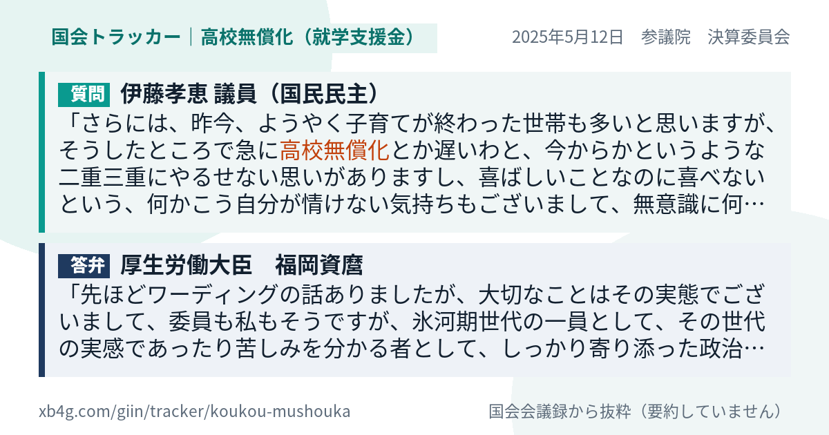 質問と答弁のカード
