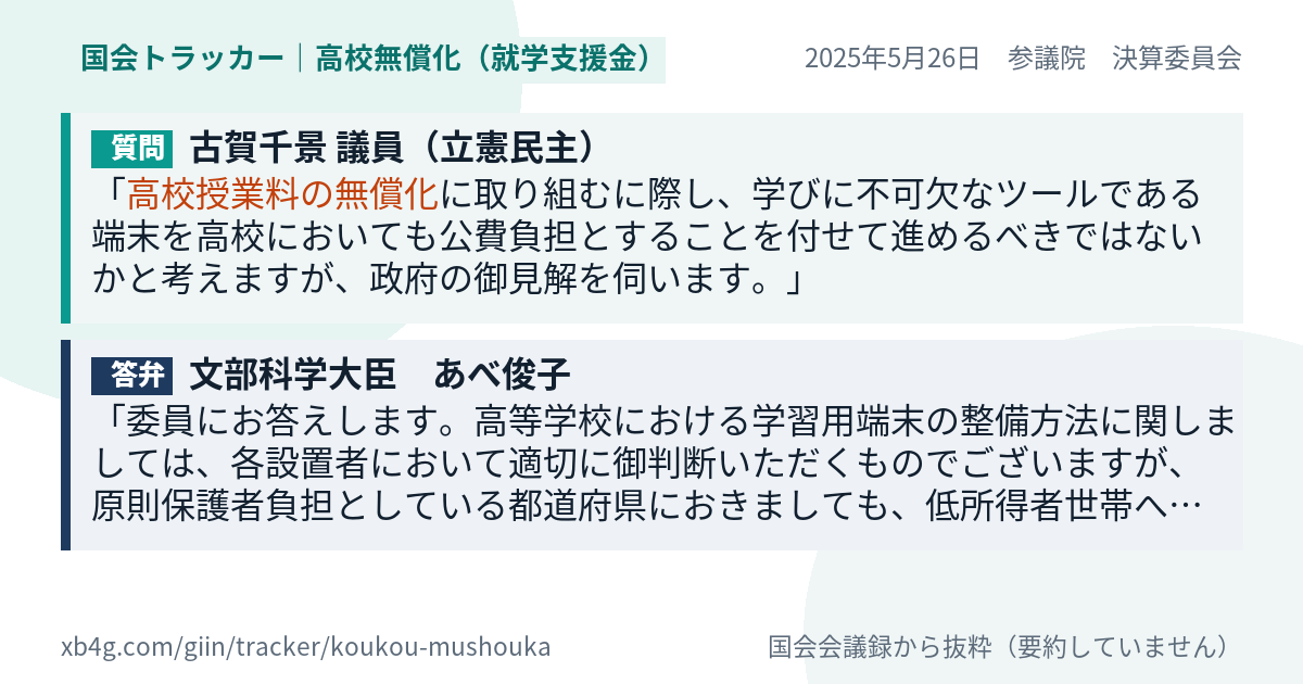 質問と答弁のカード