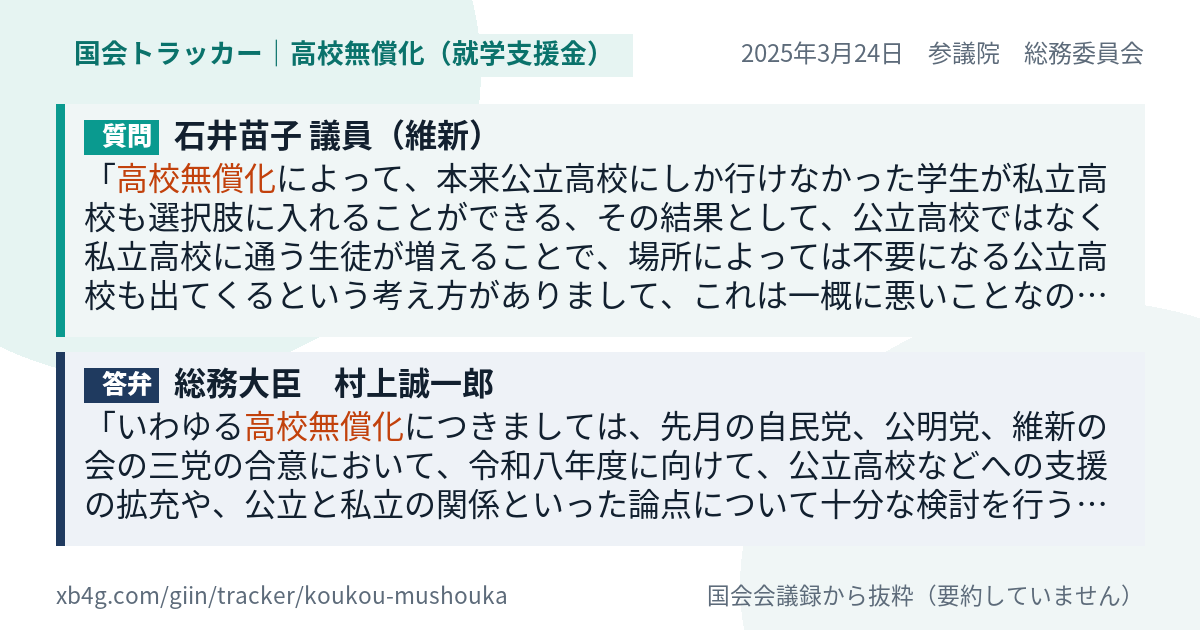 質問と答弁のカード