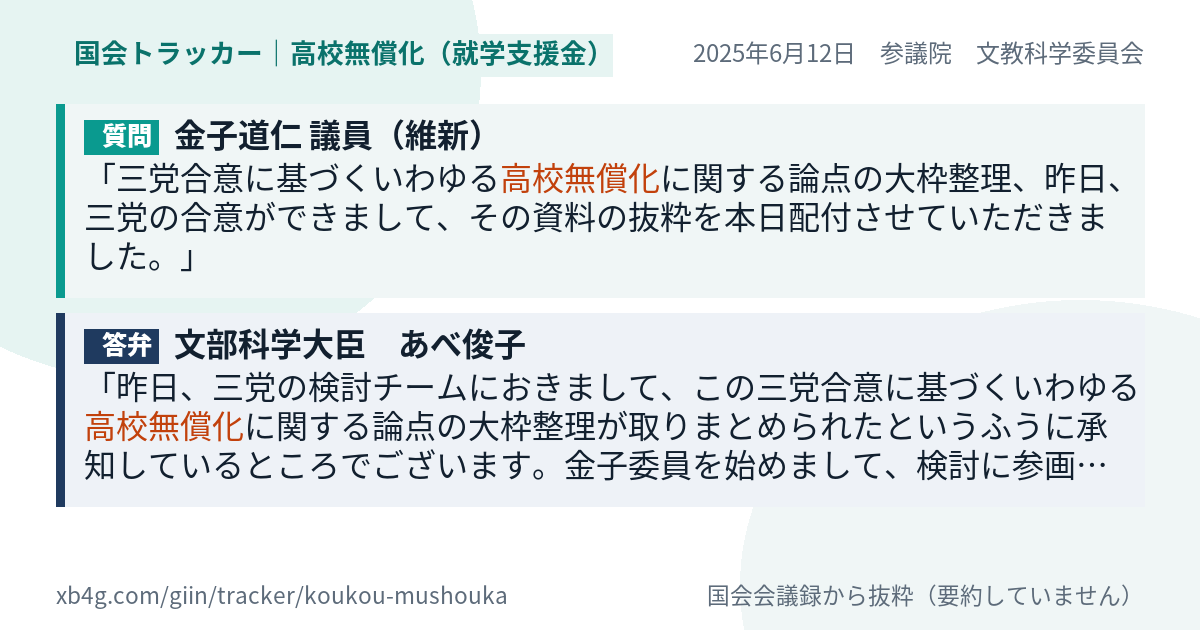 質問と答弁のカード