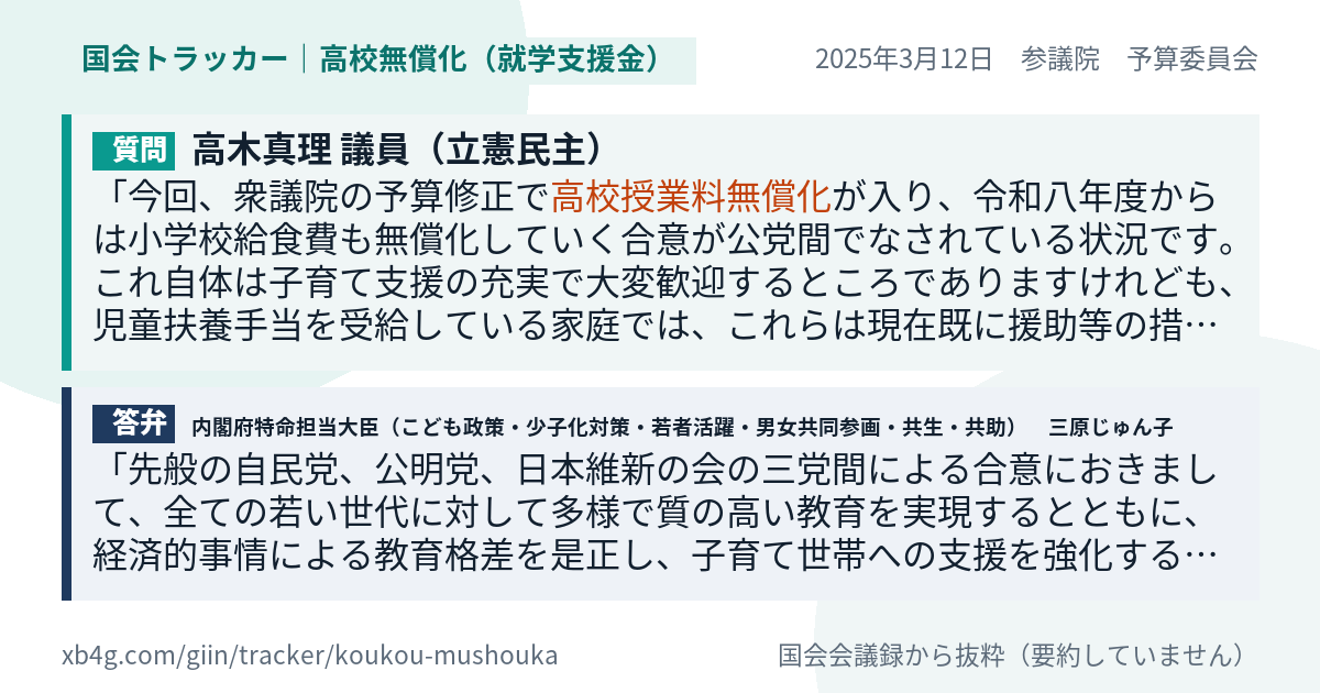 質問と答弁のカード