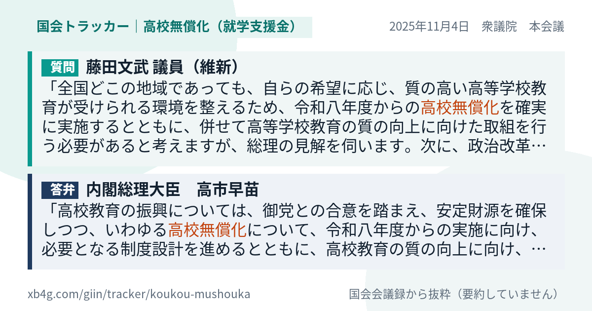 質問と答弁のカード