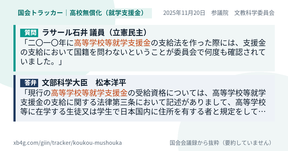 質問と答弁のカード