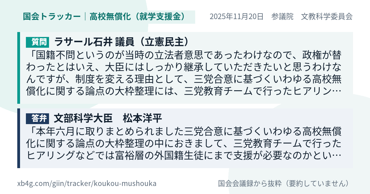 質問と答弁のカード