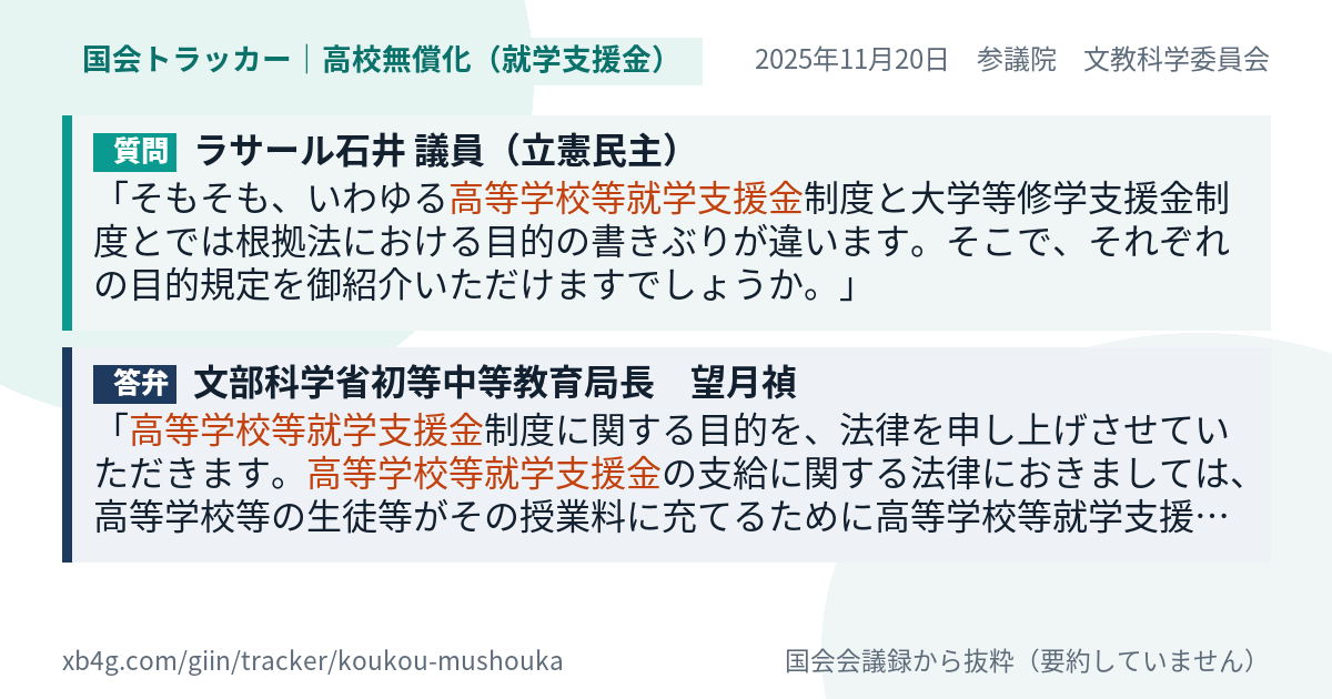 質問と答弁のカード
