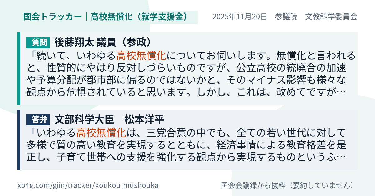 質問と答弁のカード