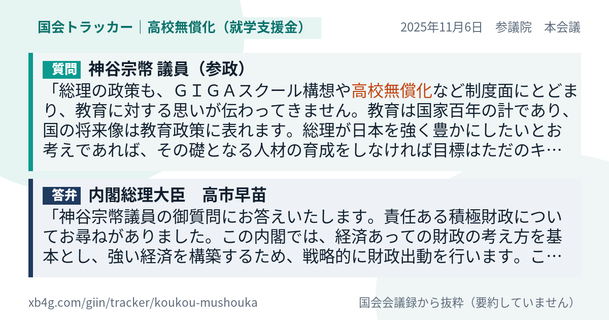 質問と答弁のカード