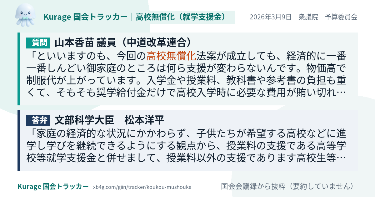質問と答弁のカード