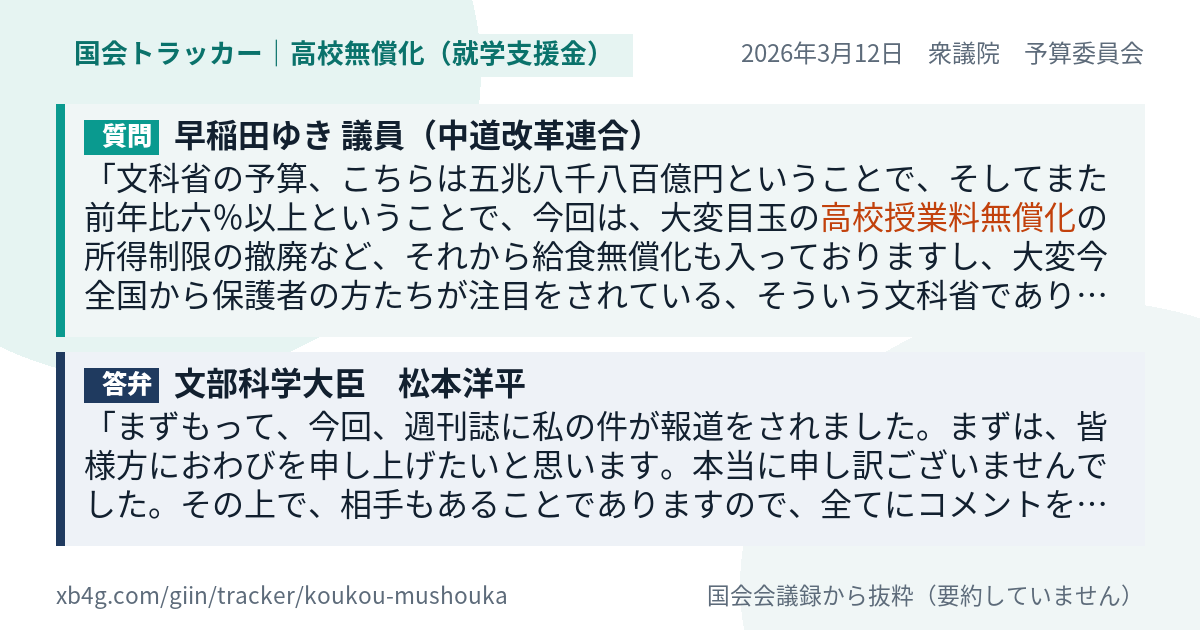 質問と答弁のカード