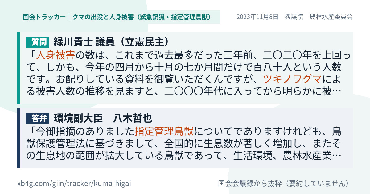 質問と答弁のカード
