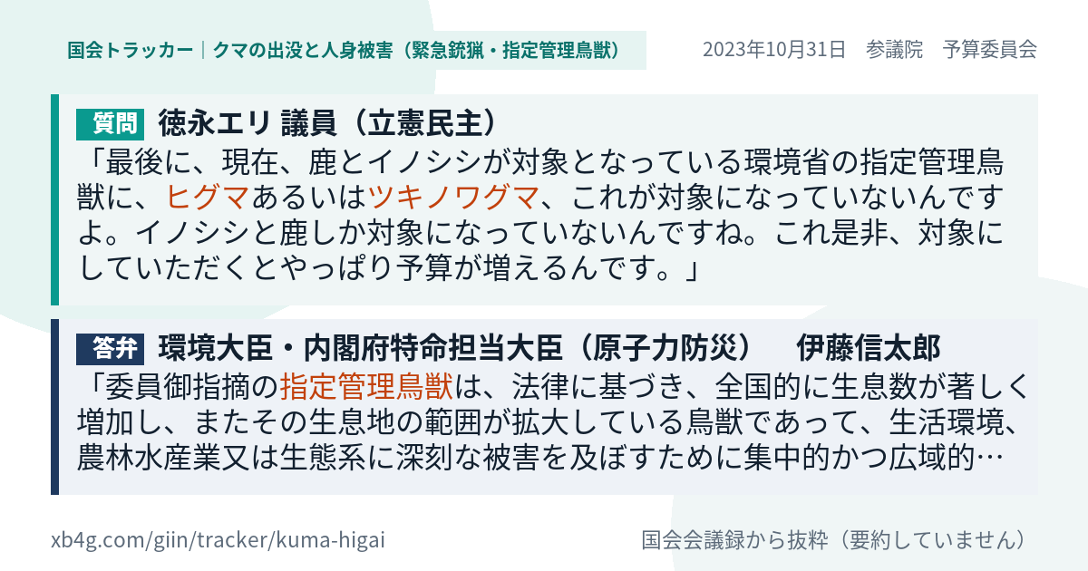 質問と答弁のカード
