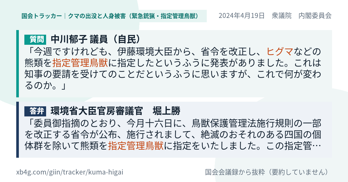 質問と答弁のカード