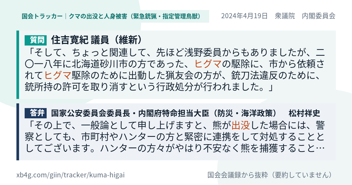 質問と答弁のカード