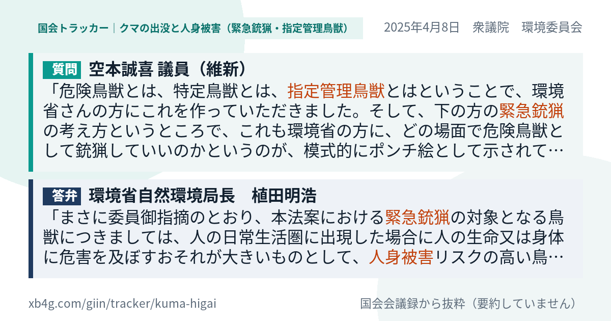 質問と答弁のカード