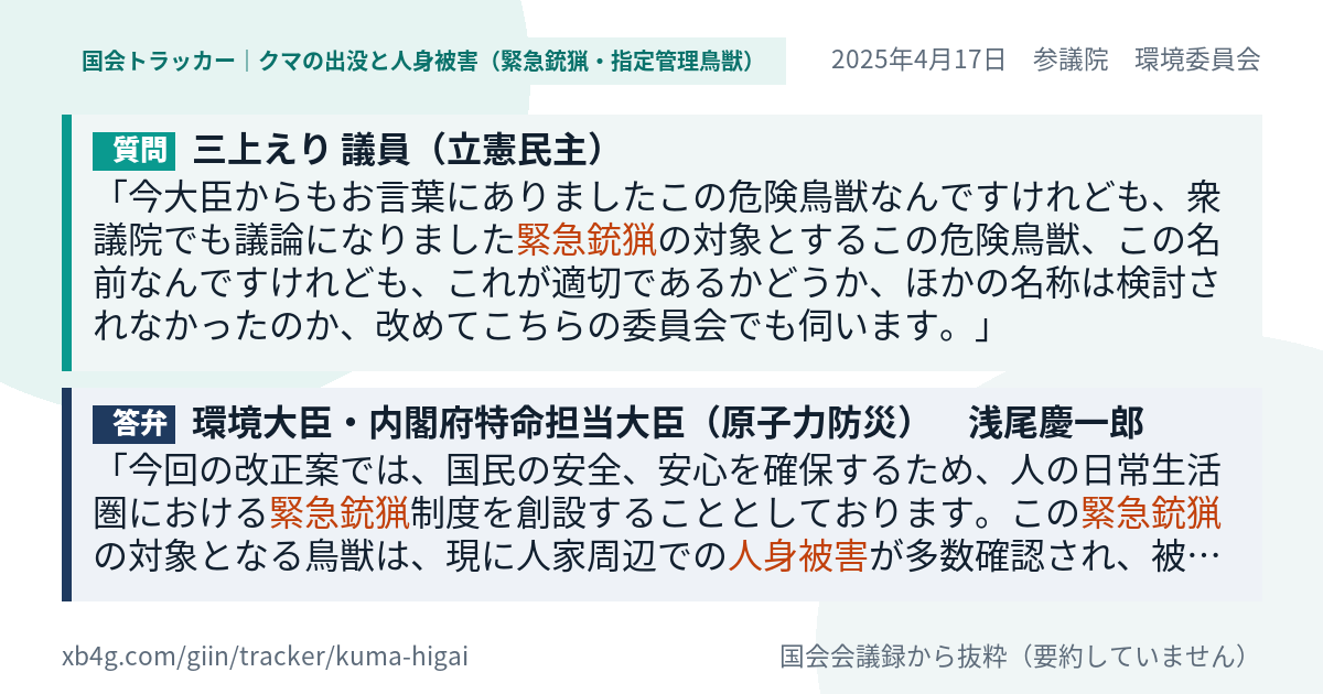 質問と答弁のカード