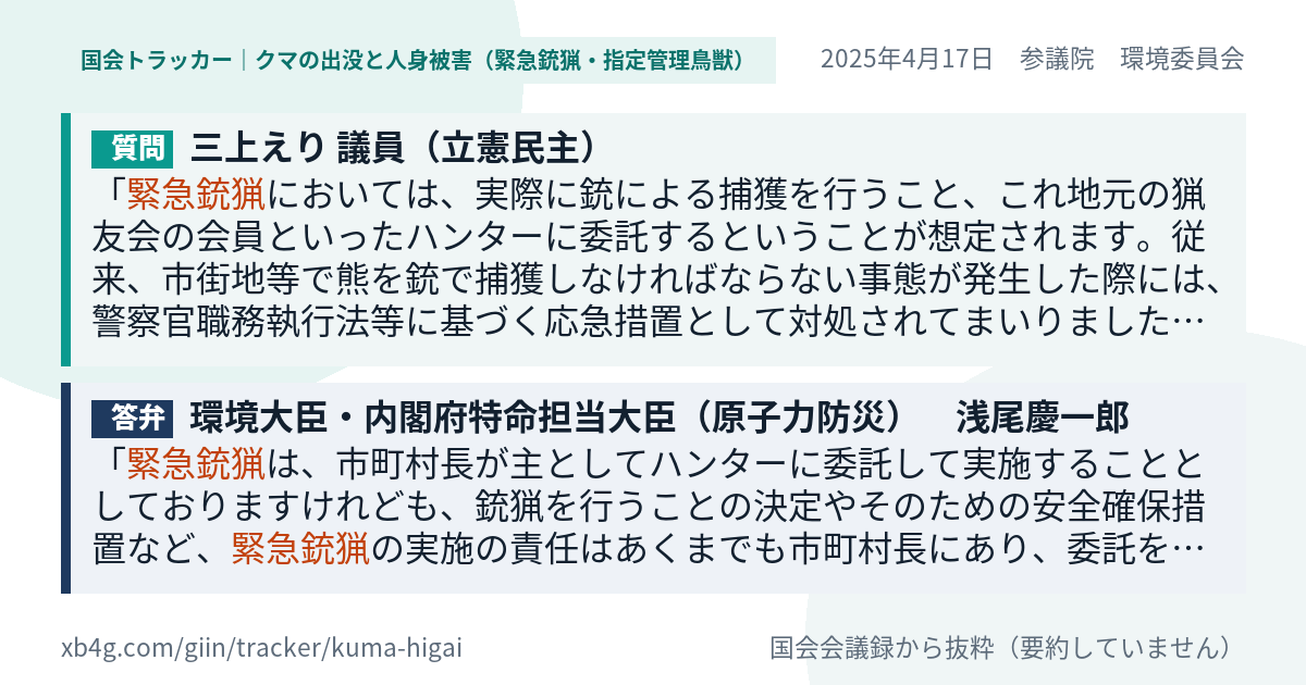 質問と答弁のカード