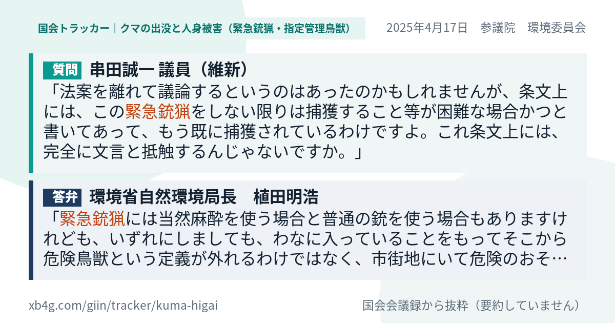 質問と答弁のカード