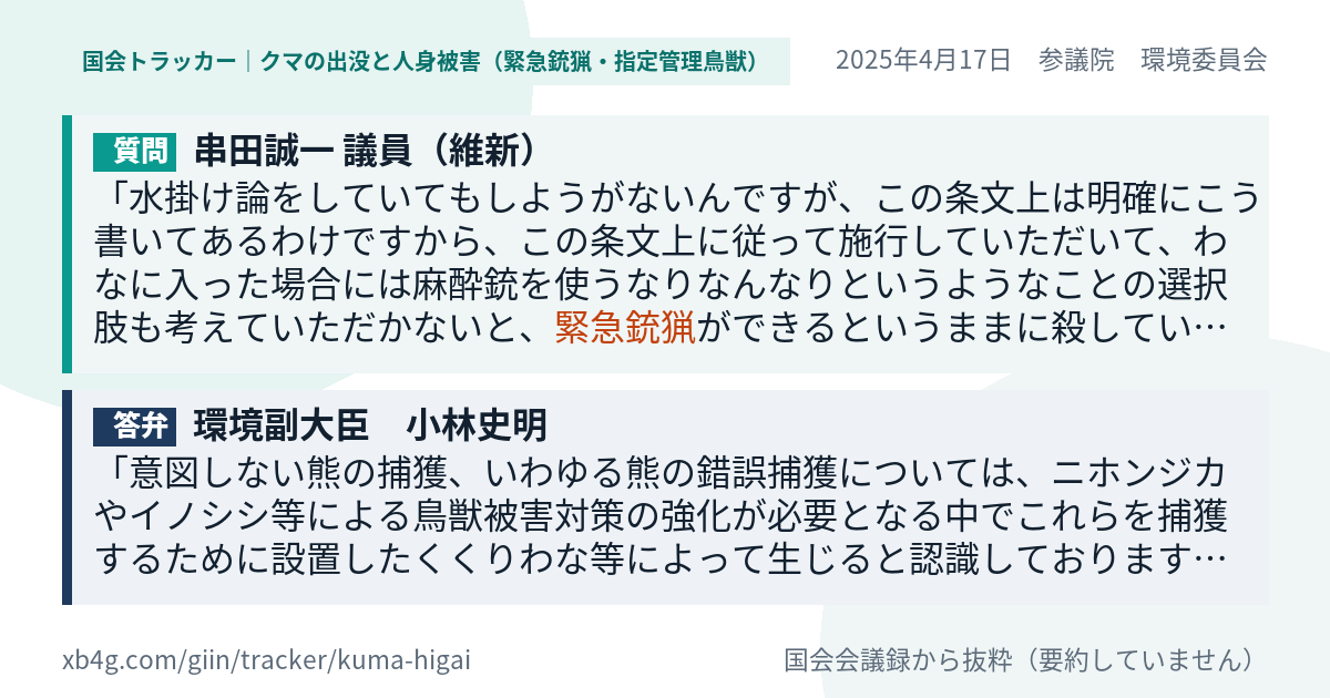 質問と答弁のカード