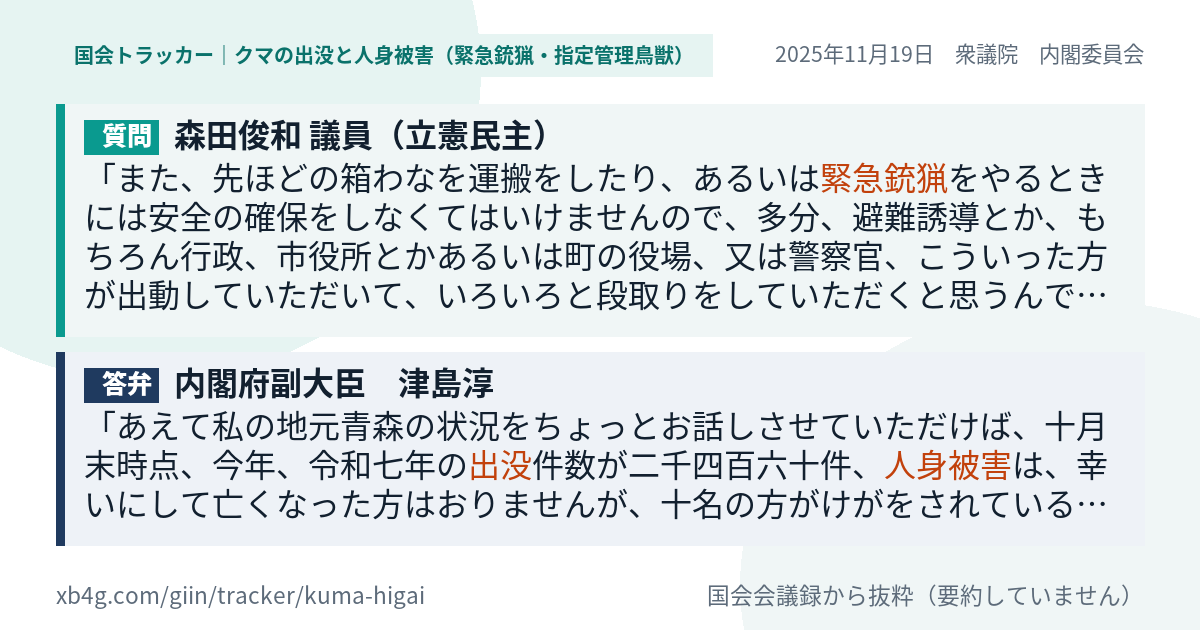 質問と答弁のカード