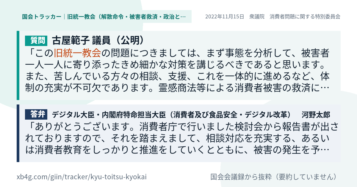 質問と答弁のカード