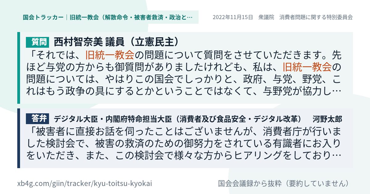 質問と答弁のカード