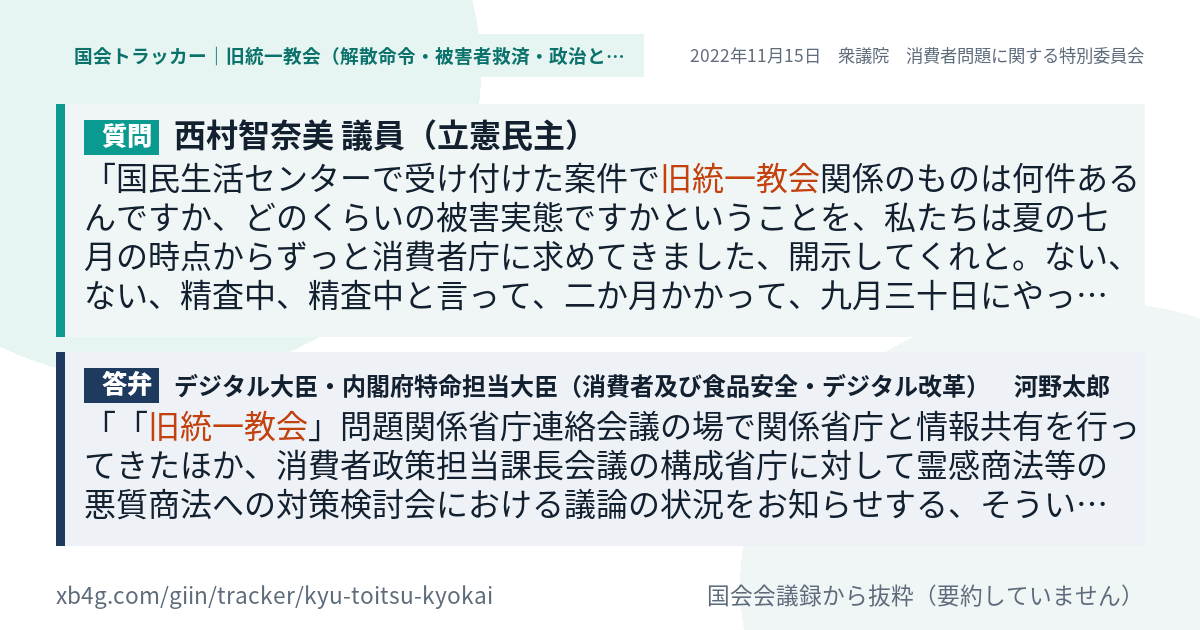 質問と答弁のカード
