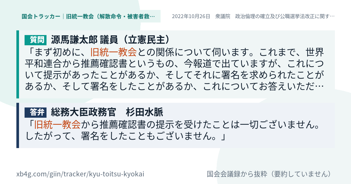 質問と答弁のカード