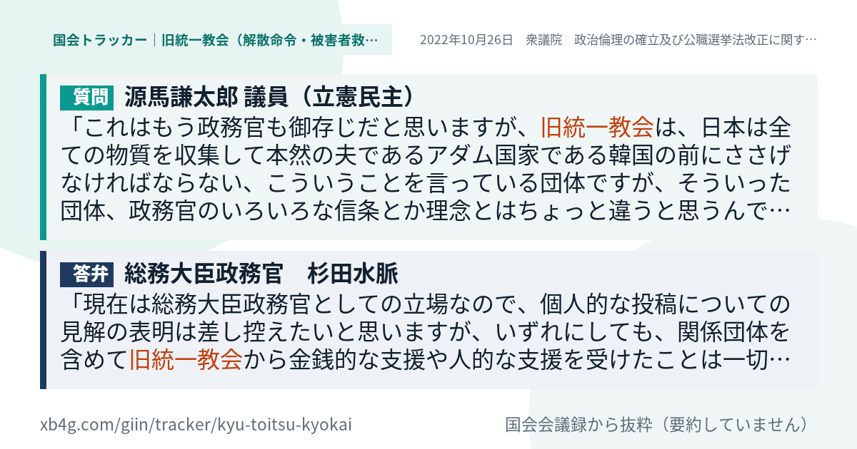 質問と答弁のカード