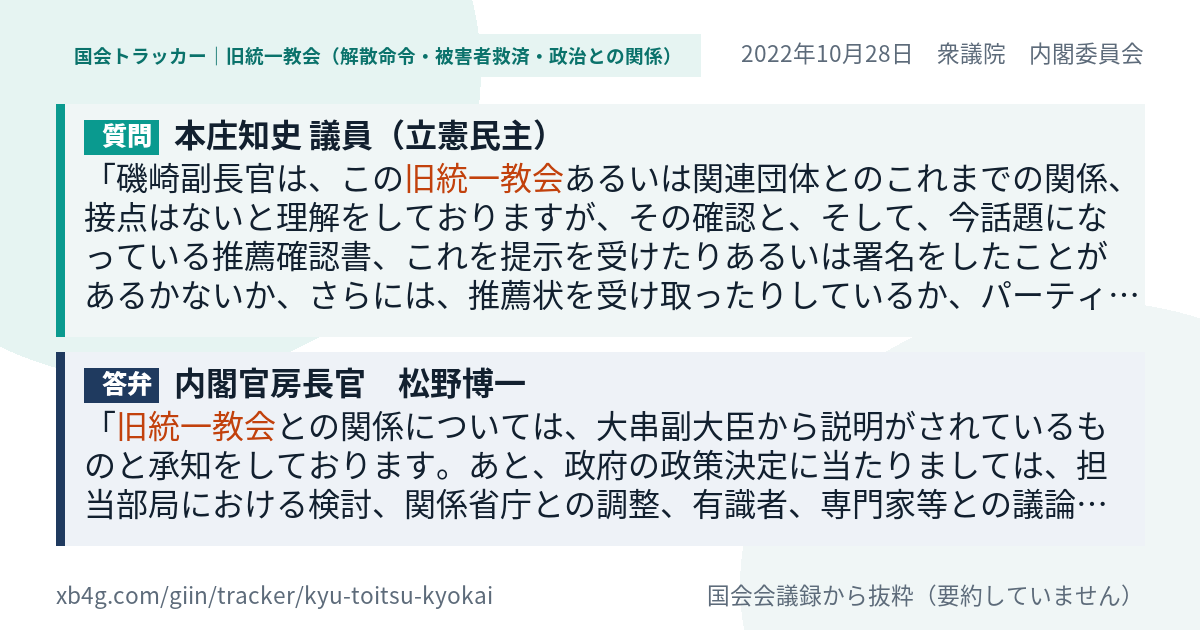 質問と答弁のカード