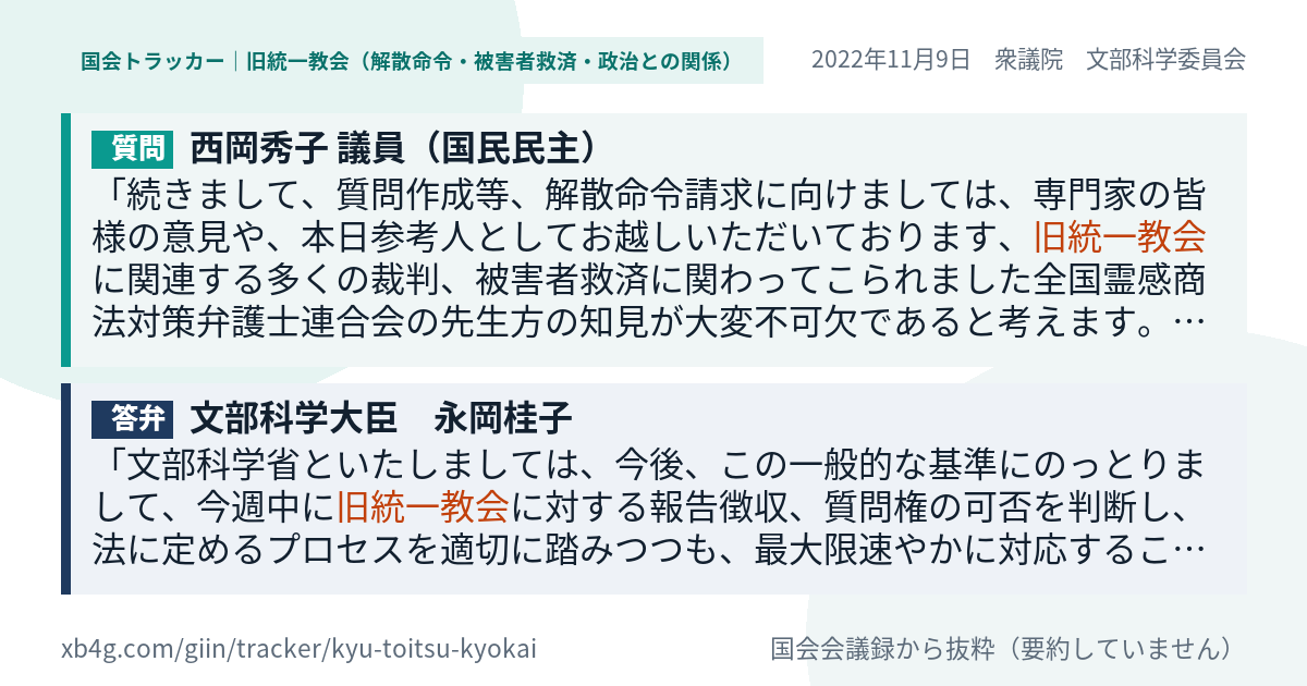 質問と答弁のカード